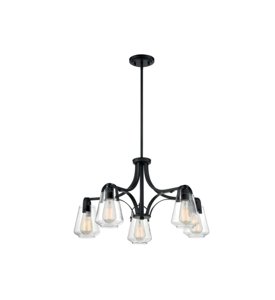 Satco/Nuvo Skye 5 Light Matte Black Chandelier Lighting 5 Satco/Nuvo Skye 5 Light Matte Black Chandelier Lighting