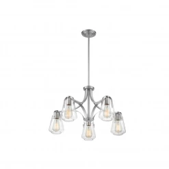 Satco/Nuvo Skye 5 Light Brushed Nickel Chandelier Lighting