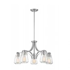 Satco/Nuvo Skye 5 Light Brushed Nickel Chandelier Lighting