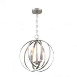 Satco/Nuvo Penny 3 Light Nickel Pendant