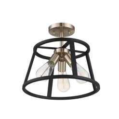 Satco/Nuvo Cassie Copper Brass & Black Semi Flush Mount Lighting