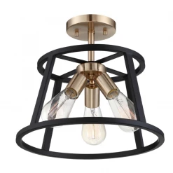 Satco/Nuvo Cassie Copper Brass & Black Semi Flush Mount Lighting