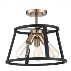 Satco/Nuvo Cassie Copper Brass & Black Semi Flush Mount Lighting