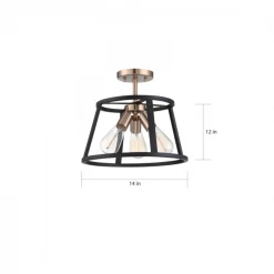 Satco/Nuvo Cassie Copper Brass & Black Semi Flush Mount Lighting