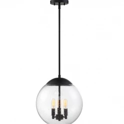 Satco/Nuvo Bubble Seedy Glass Black Pendant