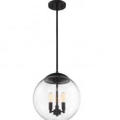 Satco/Nuvo Bubble Seedy Glass Black Pendant