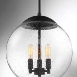 Satco/Nuvo Bubble Seedy Glass Black Pendant