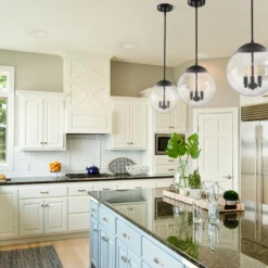 Satco/Nuvo Bubble Seedy Glass Black Pendant