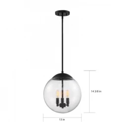 Satco/Nuvo Bubble Seedy Glass Black Pendant
