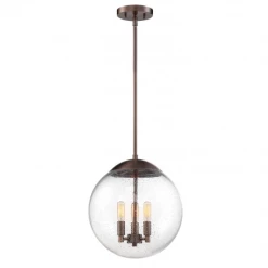 Satco/Nuvo Bubble Seedy Glass Copper Pendant Lighting