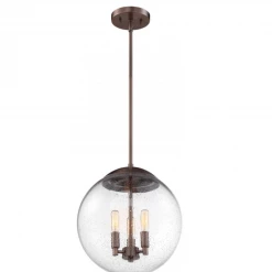 Satco/Nuvo Bubble Seedy Glass Copper Pendant Lighting