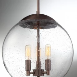 Satco/Nuvo Bubble Seedy Glass Copper Pendant Lighting