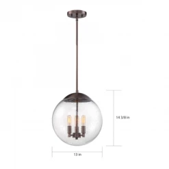 Satco/Nuvo Bubble Seedy Glass Copper Pendant Lighting