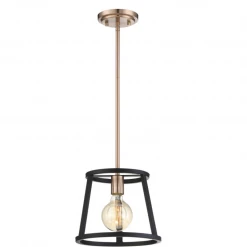 Satco/Nuvo Cassie Copper Brass & Black Mini Pendant