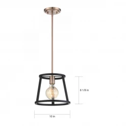 Satco/Nuvo Cassie Copper Brass & Black Mini Pendant 13 Satco/Nuvo Cassie Copper Brass & Black Mini Pendant