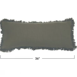 Creative Co-Op Olive Fringe Lumbar Pillow