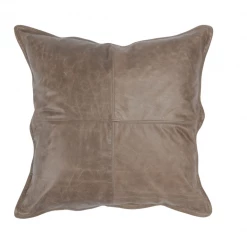 Classic Home New Arrivals Sandstorm Taupe Leather Pillow