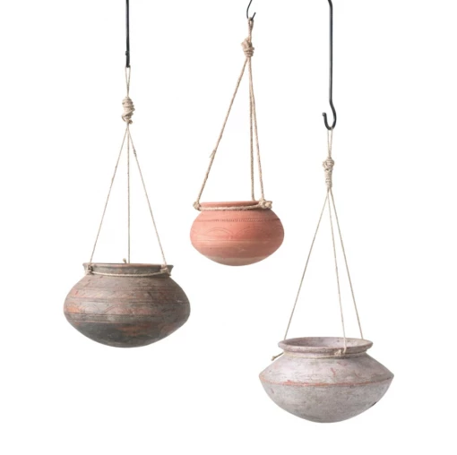 Creative Co-Op Hanging Clay & Jute Planter