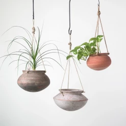 Creative Co-Op Hanging Clay & Jute Planter