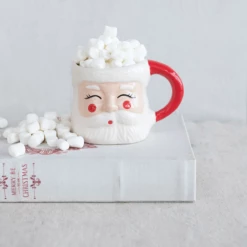 Creative Co-Op Hand Painted Santa Mug