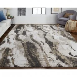 Feizy Vancouver Charcoal Beige Rug