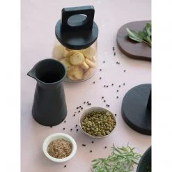 Bloomingville Black Wood & Marble Canisters Decor