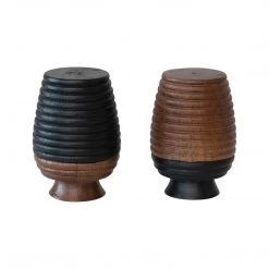 Bloomingville Hand Carved Mango Wood Salt & Pepper Set