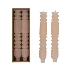 Creative Co-Op Blush Unscented Totem Taper Candles Set New Arrivals