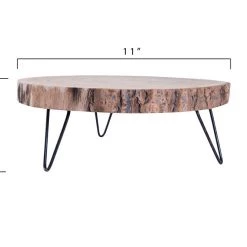 Creative Co-Op Round Paulowina Wood Pedestal Decor