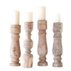 Creative Co-Op Hand-Carved Table Leg Pillar Decor