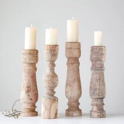 Creative Co-Op Hand-Carved Table Leg Pillar Decor