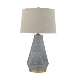 Creative Co-Op Blue Textured Glaze Table Lamp