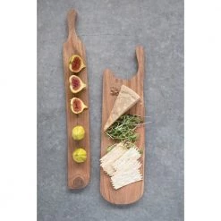 Creative Co-Op Acacia Wood Cutting Board With Handle Decor