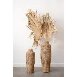 Creative Co-Op Woven Water Hyacinth & Rattan Floor Vase