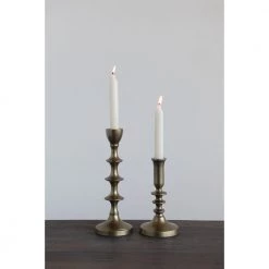 Creative Co-Op Antiqued Gold Taper Candle Holders