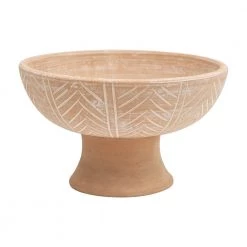 Creative Co-Op Round Terracotta Footed Bowl Decor