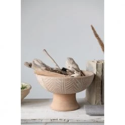 Creative Co-Op Round Terracotta Footed Bowl Decor