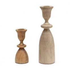 Creative Co-Op Mango Wood Taper Candle Holder Decor