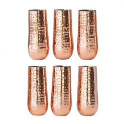 Creative Co-Op Kitchen Hammered Stainless Steel Stemless Champagne Flute