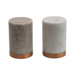 Creative Co-Op Marble Salt & Pepper Shakers With Copper Base