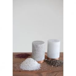 Creative Co-Op Marble Salt & Pepper Shakers With Copper Base