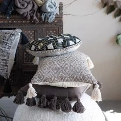 Creative Co-Op New Arrivals Black & Cream Diamond Lumbar Pillow