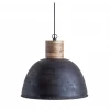 Creative Co-Op Lighting Black Metal & Wood Pendant
