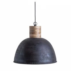 Creative Co-Op Lighting Black Metal & Wood Pendant