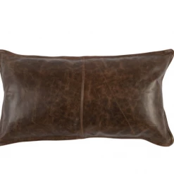 Classic Home Decor Parsons Cocoa Leather Lumbar Pillow