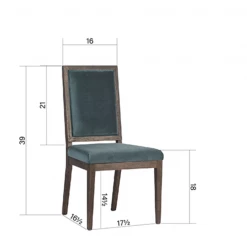 Dovetail Furniture Hester Dining Chair Teal Velvet Set Of 2