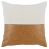 Classic Home Canyon Ivory & Chestnut Leather Pillow