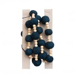 Creative Co-Op Blue Felt Beaded Garland